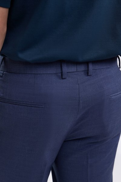 TECHFLEX Textured Regular-Fit Trousers - Navy