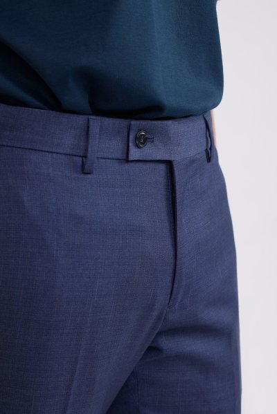 TECHFLEX Textured Regular-Fit Trousers - Navy