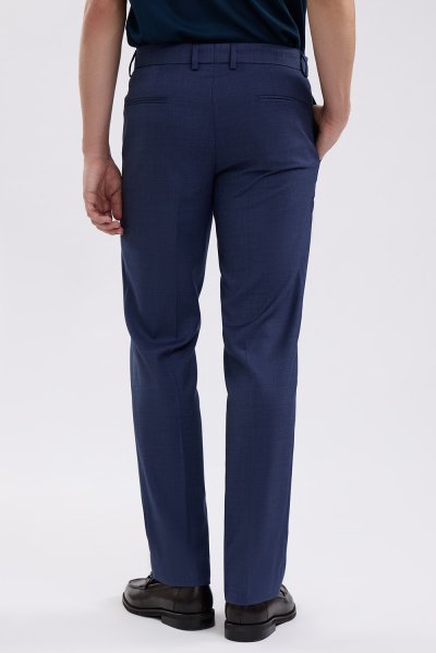 TECHFLEX Textured Regular-Fit Trousers - Navy
