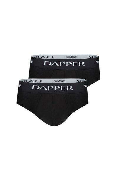 กางเกงชั้นในชาย Dapper Iconic Pima Cotton Briefs – Black (Pack 2 Pcs.)