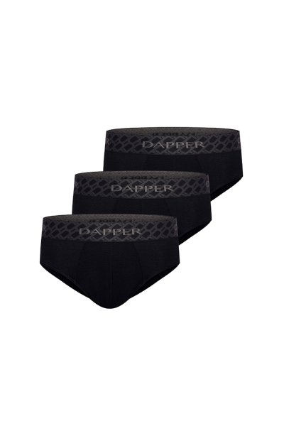 กางเกงชั้นในชาย Dapper Monogram Briefs – Black (Pack 3 Pcs.)