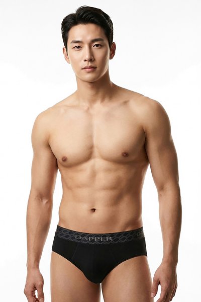 กางเกงชั้นในชาย Dapper Monogram Briefs – Black (Pack 3 Pcs.)