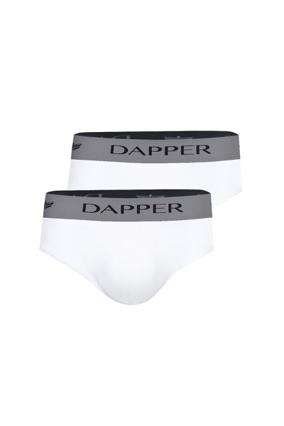 กางเกงชั้นในชาย Dapper Iconic Pima Cotton Briefs – White (Pack 2 Pcs.)