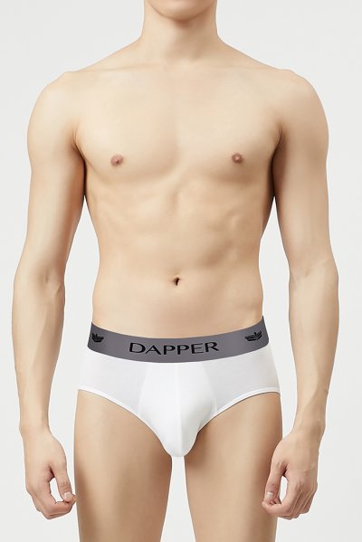 กางเกงชั้นในชาย Dapper Iconic Pima Cotton Briefs – White (Pack 2 Pcs.)