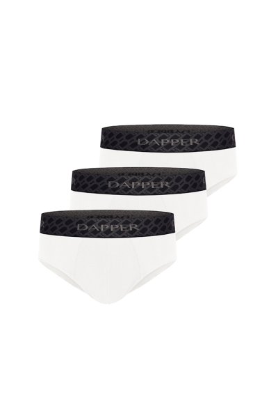 กางเกงชั้นในชาย Dapper Monogram Briefs – White (Pack 3 Pcs.)