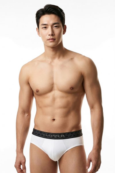 กางเกงชั้นในชาย Dapper Monogram Briefs – White (Pack 3 Pcs.)