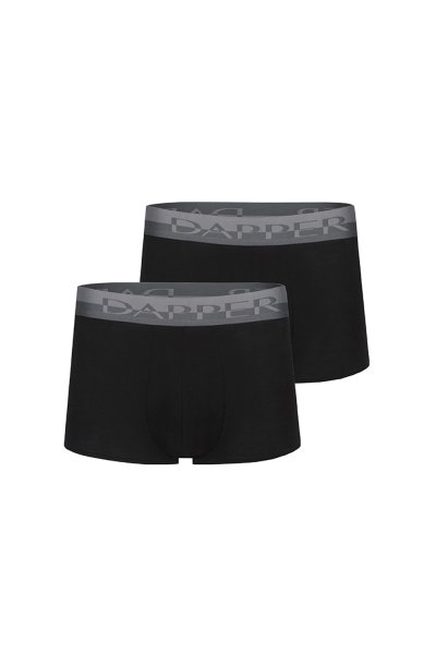 กางเกงชั้นในชาย Dapper Pima Cotton Trunks – Black (Pack 2 Pcs.)