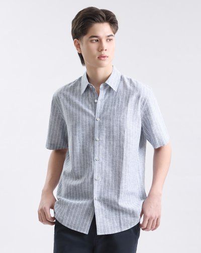 เสื้อเชิ้ตแขนสั้น Striped Yarn Dyed Shirt