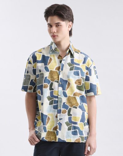 เสื้อเชิ้ตแขนสั้น Summer Mosaic Print Shirt