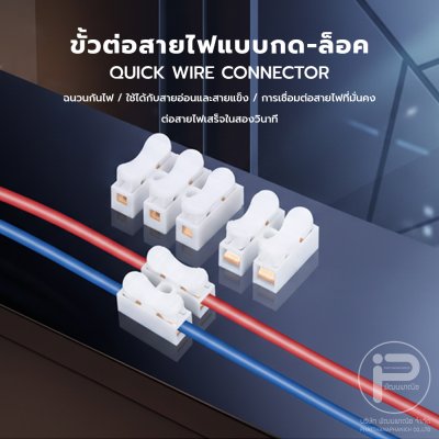 กิ๊ปต่อสายไฟ เต๋าต่อสายไฟ 2 ช่อง ตัวต่อสายไฟ แบบหนีบ ขั้วต่อสายไฟ กิ๊บต่อสายไฟแบบกดเสียบ