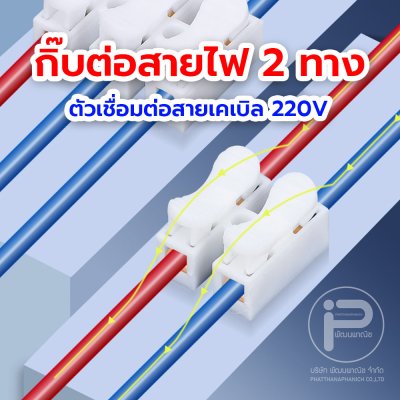 กิ๊ปต่อสายไฟ เต๋าต่อสายไฟ 2 ช่อง ตัวต่อสายไฟ แบบหนีบ ขั้วต่อสายไฟ กิ๊บต่อสายไฟแบบกดเสียบ