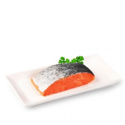 Frozen Salmon Portion Skin On (ปลาแซลมอนแอตแลนติก และเทร้าต์ หั่นชิ้น)