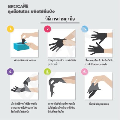 ถุงมือไนไตร สีดำ ผลิตจากน้ำยางสังเคราะห์ ชนิดไม่มีแป้ง
