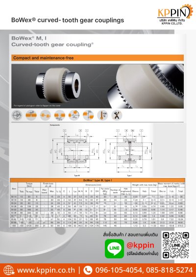 ยอยเฟือง ยอย Bowex KTR ปลอกยอย ไนลอน Nylon Sleeve BoWex Gear Coupling หลายขนาด M-14, M-19, M-24, M-28, M-32, M-38, M-42, M-48, M-65, I-80 จากบริษัทเคพีพิน