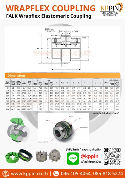 ยอย FALK WRAPFLEX Elastomeric Coupling ยางยอยสีเขียว Rexnord FLEX ELEMENT 5R 10R 20R 30R 40R 50R 60R 70R 80R จากบริษัทเคพีพิน