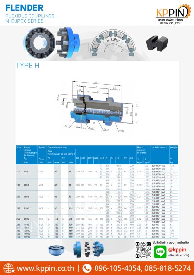 ยอย H Flender รุ่น N-Eupex Rathi รุ่น N-Flex สีดำ H Coupling Type H Spacer ยางยอยตัว H จากบริษัทเคพีพิน