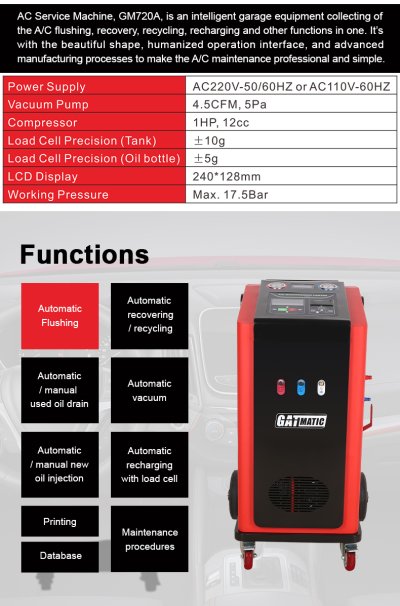 เครื่องแวคระบบแอร์ รีไซเคิ้ลน้ำยาแอร์ GM720A