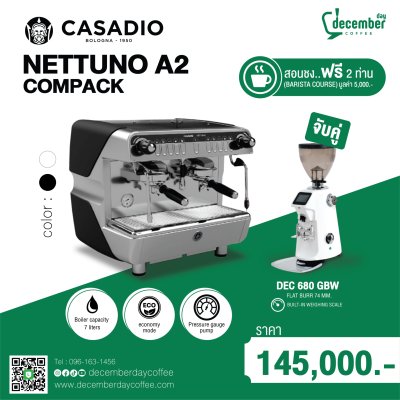 ชุดจับคู่ประหยัดพื้นที่และแม่นยำ Casadio Nettuno A2 COMPACK + เครื่องบด DEC 680 GBW
