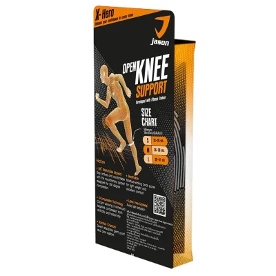 JASON X-Hero Open Knee Support Black - เจสัน ผ้าซัพพอร์ต หัวเข่า แบบเปิด