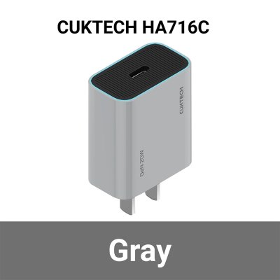 หัวชาร์จ TYPE C CUKTECH HA716C เทา