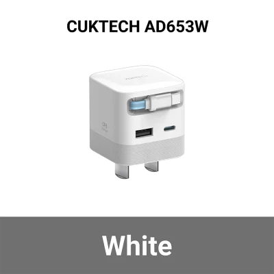 หัวชาร์จเร็วพร้อมสาย_CUKTECH_AD653W_GaN_65W_WH
