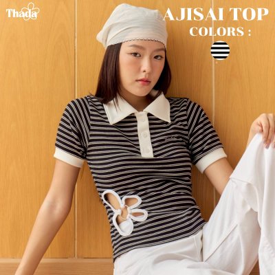 THADA.CO I "AJISAI TOP BLACK STRIPE"