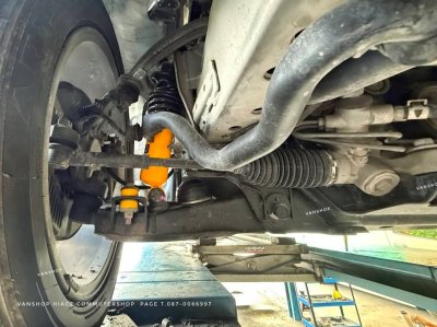 โช้คหน้า แก็ส กระบอกเหลือง เบี่ยงองศา รุ่นประหยัด พร้อมชุดกันกระแทกดำ