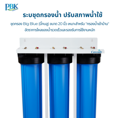 CASCADE ชุดกรองบิ๊กบลู รุ่น ขาตั้งเหล็ก 3 ท่อ 01-BB-20B3 (รวมไส้กรอง)
