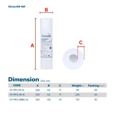 CASCADE ไส้กรอง SEDIMENT PP ผิวเรียบ