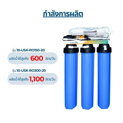 CASCADE เครื่องกรองน้ำ RO อันเดอร์ซิงค์ 20 นิ้ว รุ่น 10-USK-RO150-20 และ 10-USK-RO300-20