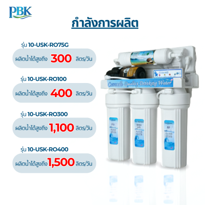 CASCADE เครื่องกรองน้ำ RO อันเดอร์ซิงค์ รุ่น 10-USK-RO75G/100/300/400