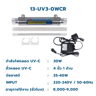 CASCADE ชุดหลอดกำจัดเชื้อยูวี ขนาด 6 วัตต์ - 30 วัตต์ 220-240VAC