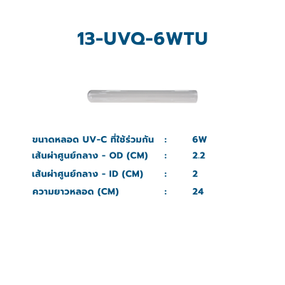 CASCADE ปลอกแก้ว Quartz แบบโปร่งใส ใช้ร่วมกับหลอดไฟ UV