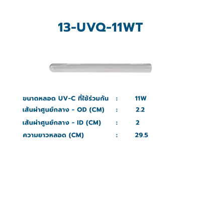 CASCADE ปลอกแก้ว Quartz แบบโปร่งใส ใช้ร่วมกับหลอดไฟ UV