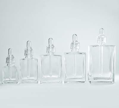 ขวดแก้วสีใสคอ18 ( Glass bottle Neck 18 ) รุ่น T18SF 15 -100ml  ฝาดรอปเปอร์ บรรจุเซรั่ม น้ำหอม ขวดหนาแข็งแรง