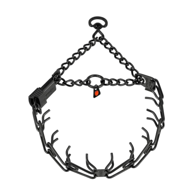 ULTRA-PLUS Black Stainless Steel Prong Collar with Center-Plate, Assembly Chain and ClicLock (2.25 mm x 16 inches) ( 50132 009 57 )