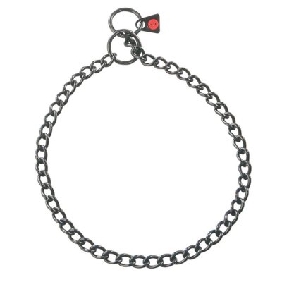 Black Stainless Steel Short Link Chain Collar with Round Chain - 2.5 mm 22 inch ( 50903 055 57 )