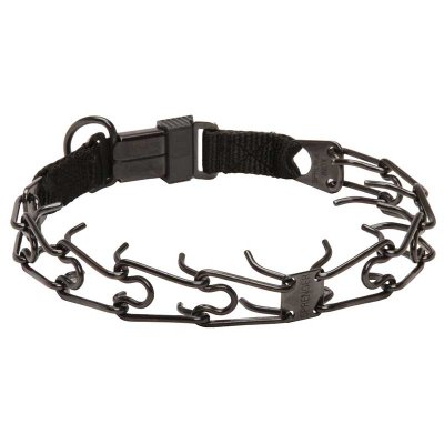 Black Stainless Steel Dog Pinch Prong Collar with Click Lock Buckle - 21 inch (3.2 mm) link diameter (50007 010 57)