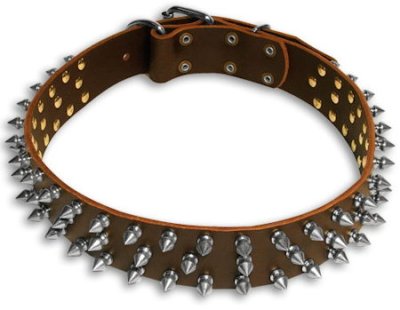 20 inch 3 Rows Leather Spiked Dog Collar C44##034