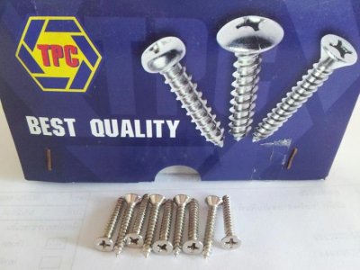 สกรูเกลียวปล่อยเหล็กTPC หัว F # 8x1"(หัวแฉกแบน)1,000ตัว/กล่อง