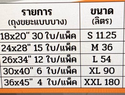 ถุงขยะสีดำแบบบาง