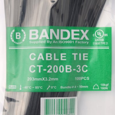 เคเบิ้ลไทร์ 8"ดำ (100เส้น/แพ็ค)