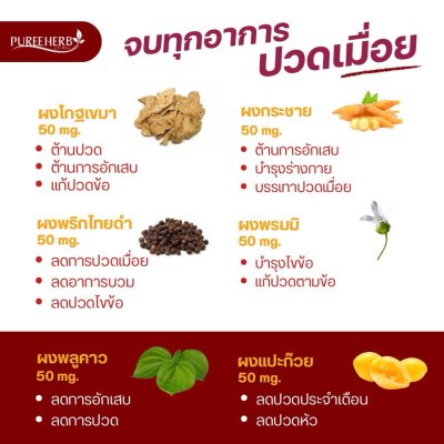 โกฐเขมาพลัสแคปซูล ตราภูรีเฮิร์บ - ปวดเมื่อย เส้นยึด เส้นตึง