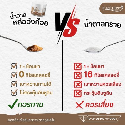 (ซื้อ 1 แถม 1) น้ำตาลหล่อฮังก๊วย ตราภูรีเฮิร์บ (0 แคลลอรี่ หวานเท่าน้ำตาล)
