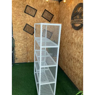 ชั้นวางของ 5 ชั้น ท็อปไม้ พื้นตะแกรงเหล็ก