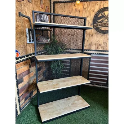 ชั้นวางของแบบลอยต่างระดับ 4 ชั้น ต่างระดับ พื้นไม้