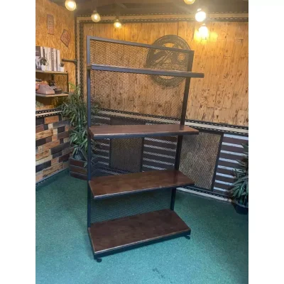 ชั้นวางของแบบลอยต่างระดับ 4 ชั้น ต่างระดับ พื้นไม้