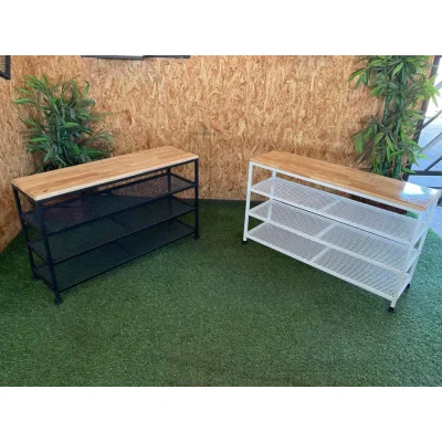 ชั้นวางของ 4 ชั้น ท็อปไม้  ทำจากเหล็กกันสนิม