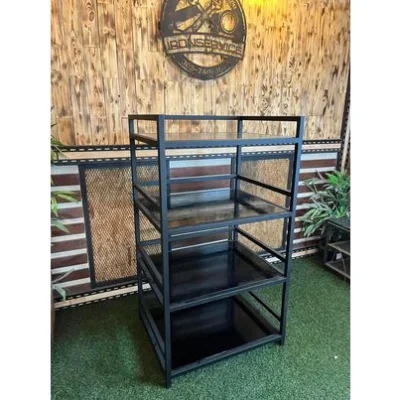 ชั้นวางของ 4 ชั้น มีกันตก พื้นไม้