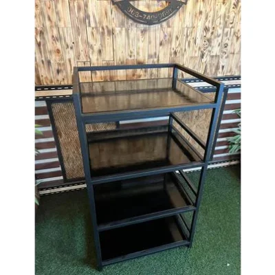 ชั้นวางของ 4 ชั้น มีกันตก พื้นไม้